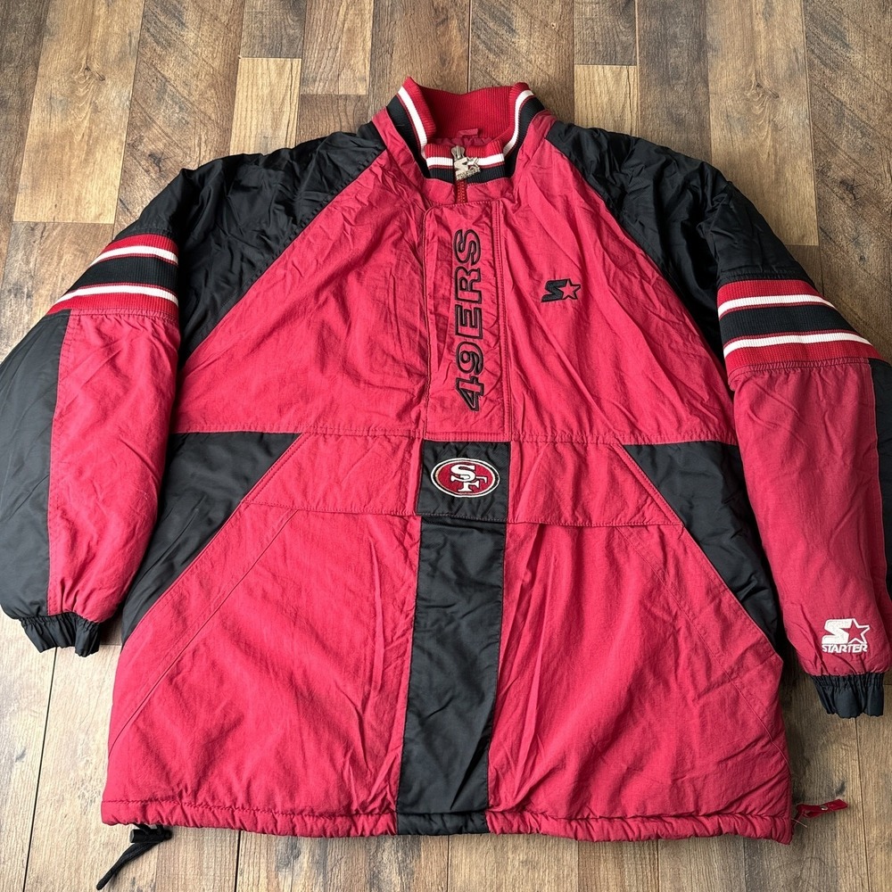 Vintage 90s San Francisco 49ers Jacket Men's Large Red Starter Embroidered 5488 - Picture 4 of 14